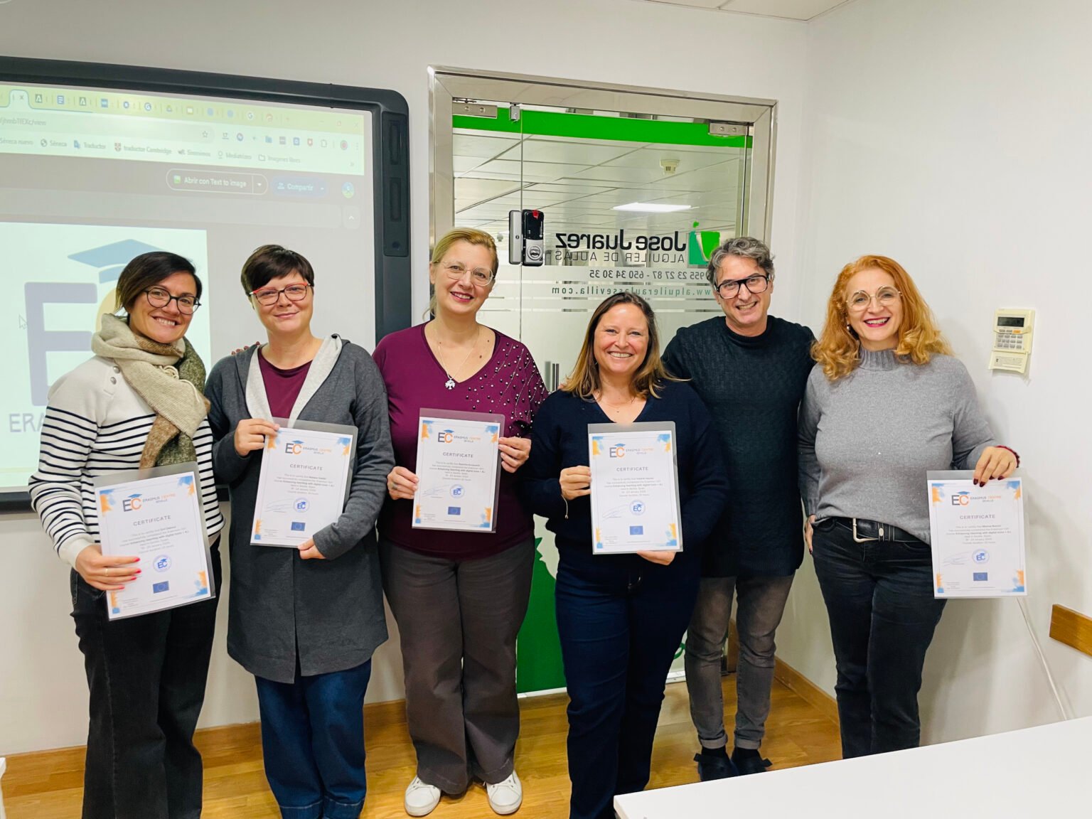 ERASMUS CENTRE SEVILLE. CERTIFICATE CEREMONY. KA1. Teacher training courses. Erasmus plus.